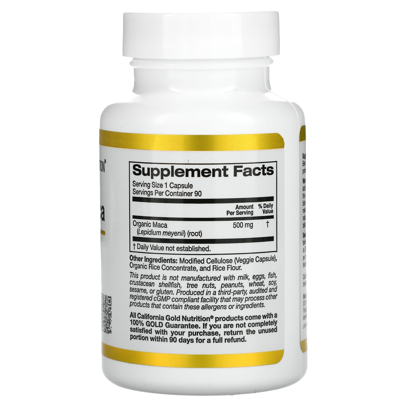 California Gold Nutrition, Organic Macca, 500mg 90 veggie caps