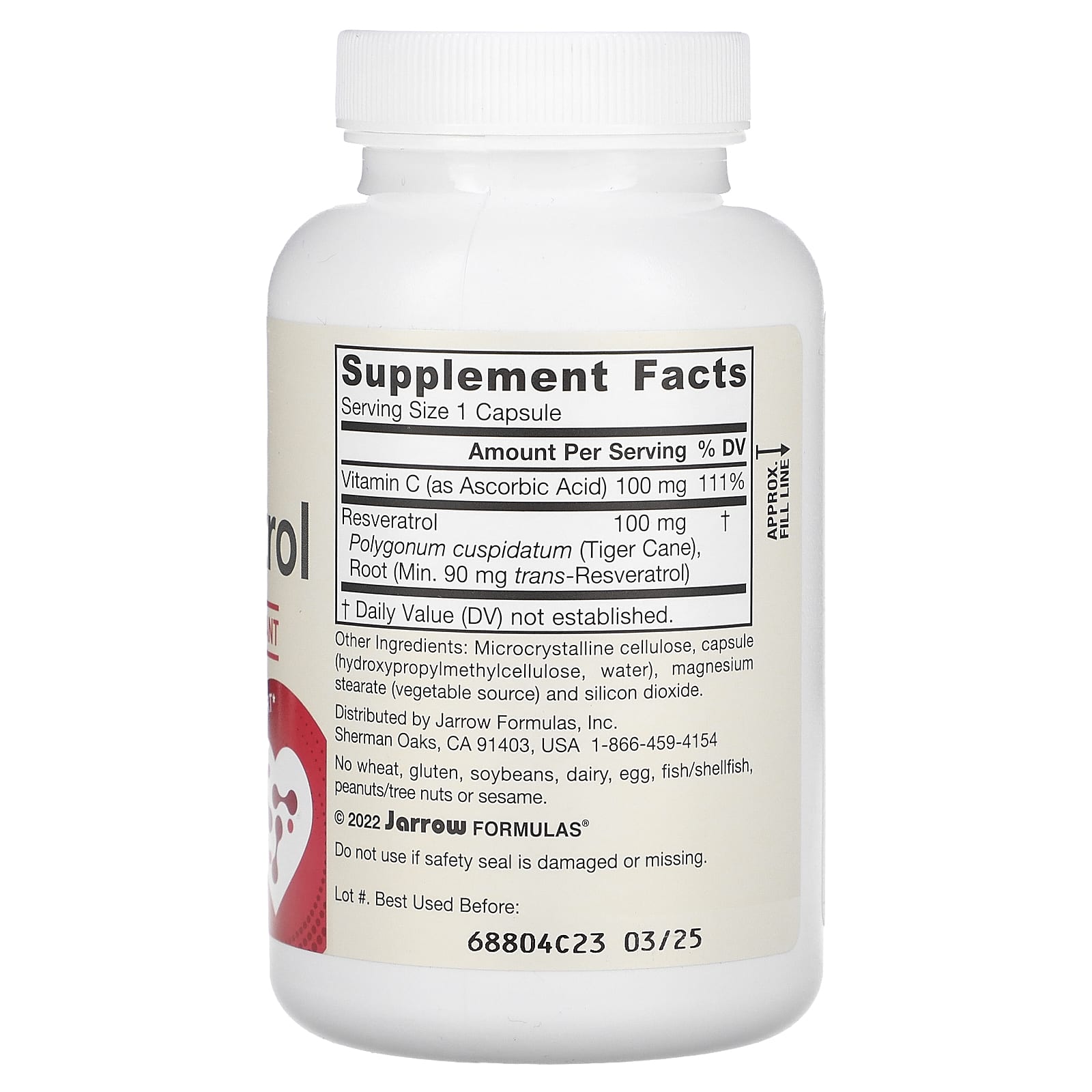 Jarrow Formulas Resveratrol 100 mg 120 Veggie Capsules