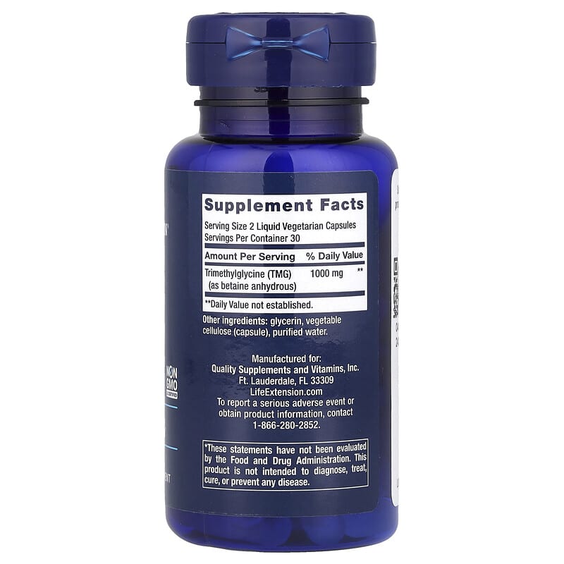 Life Extension, TMG, 500 mg, 60 Liquid Vegetarian Capsules