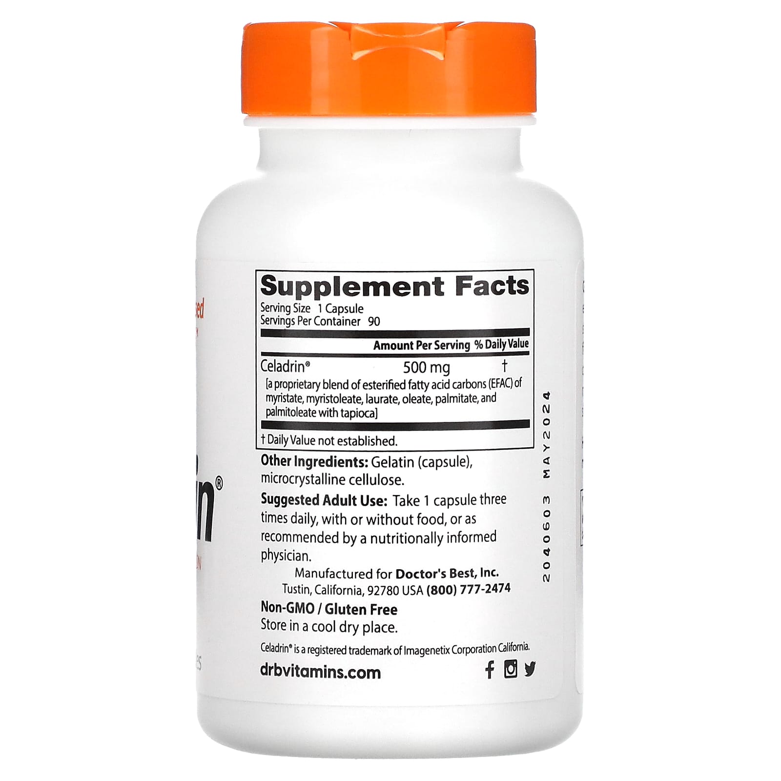 Doctor's Best, Celadrin, 500mg, 90 Capsules - Joint Comfort & Mobility