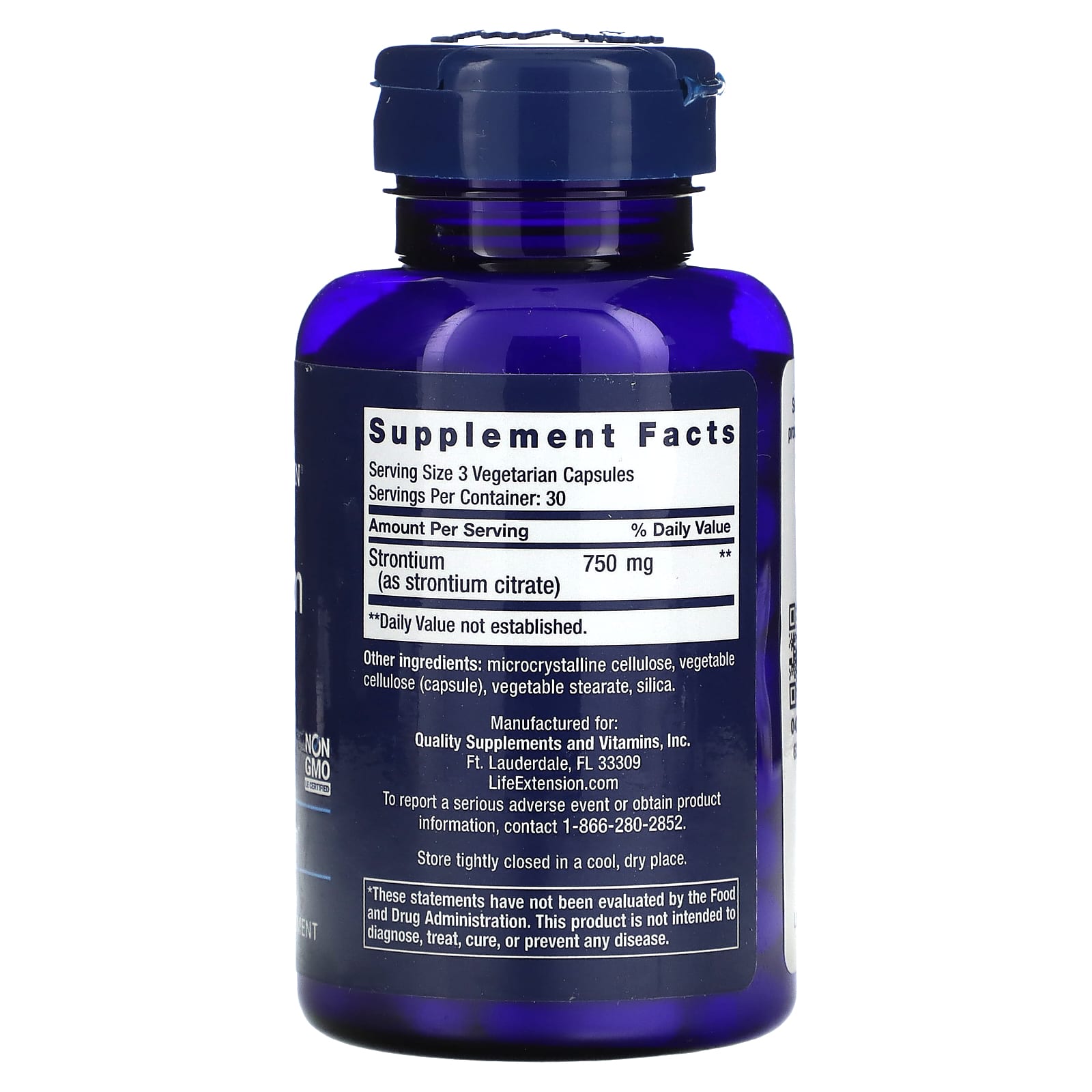 Life Extension Strontium Caps Mineral for Bone Health 750mg 90 Vegetarian Capsules