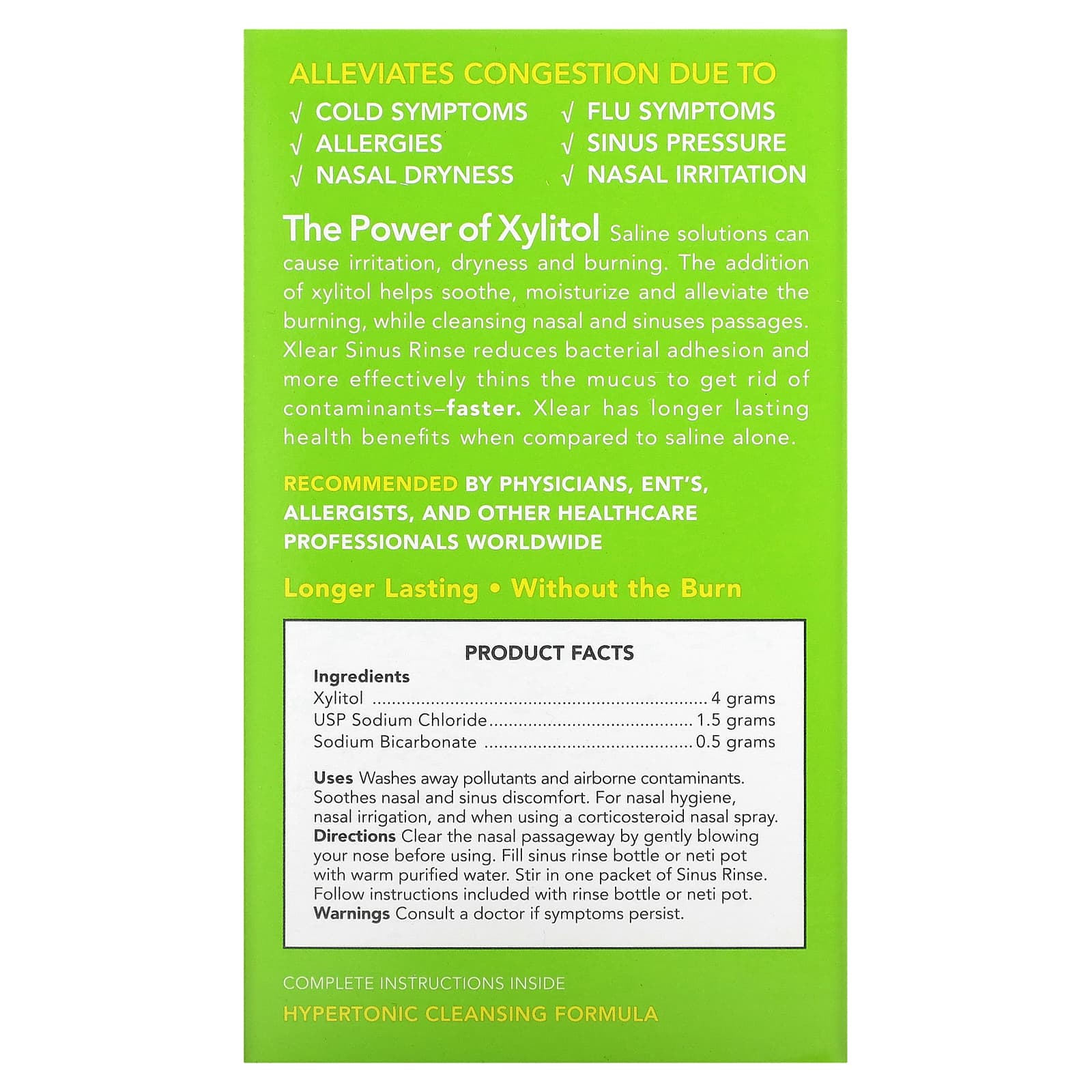 Xlear, Natural Sinus Rinse Packets, Fast Relief, 50 Count, 6 g Each