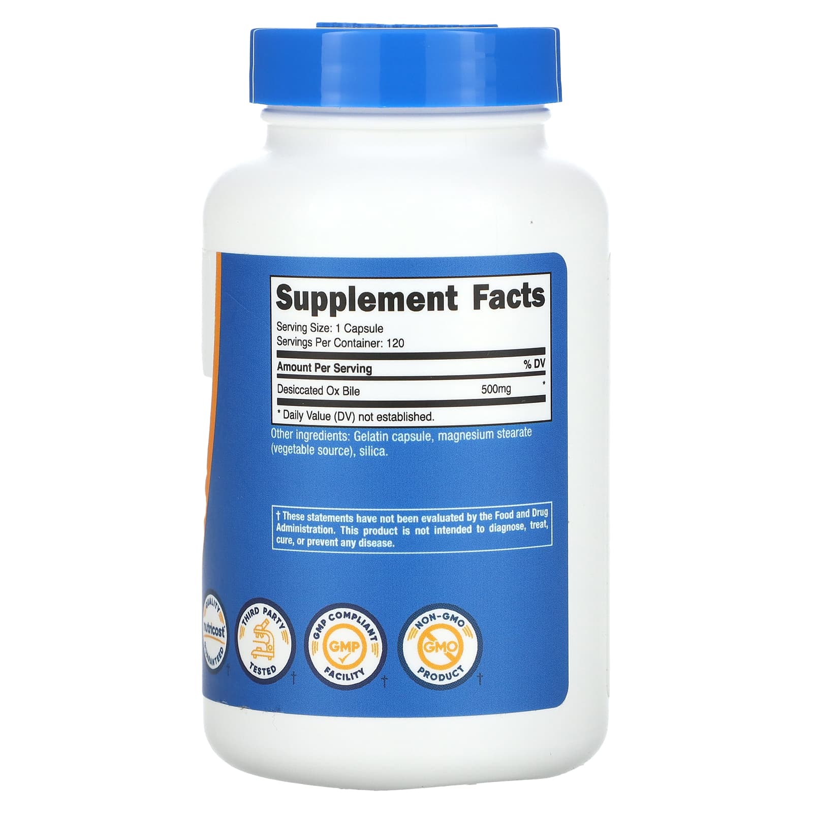 Nutricost, Ox Bile, 500 mg, 120 Capsules