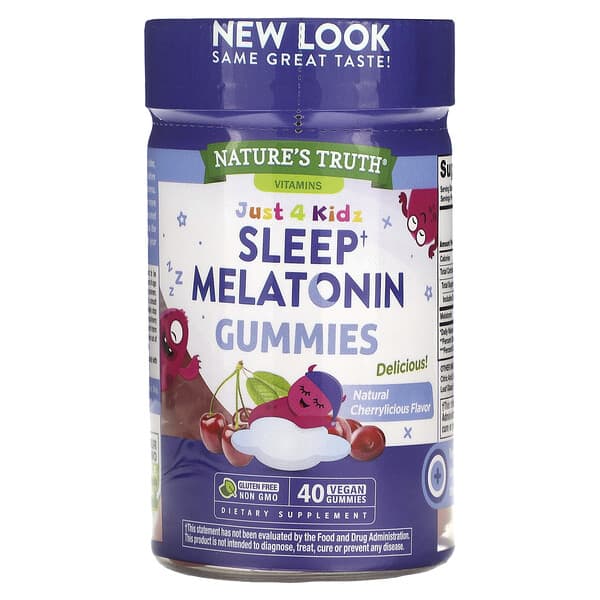 Nature's Truth, Just 4 Kids, Sleep Melatonin, Natural Cherrylicious, 40 Vegan Gummies