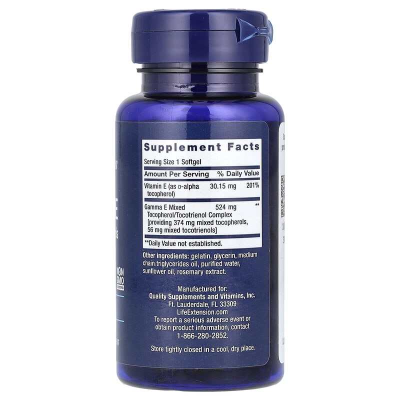 Life Extension, Gamma E, Mixed Tocopherols & Tocotrienols, 60 Softgels EXP 01/2025