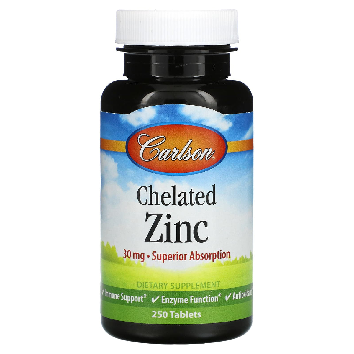 Carlson, Chelated Zinc, 30 mg, 250 Tablets Mega Vitamins