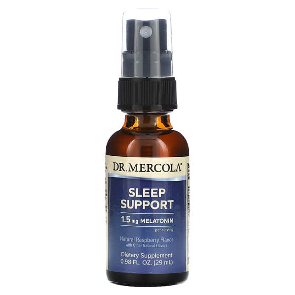 Dr. Mercola, Sleep Support with Melatonin, Natural Raspberry, 0.98 fl oz (29 ml)