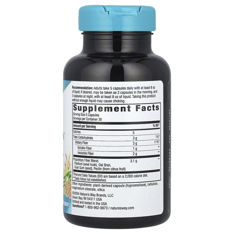 Nature's Way, Fiber Fusionâ„¢ Daily, 3.1 g, 150 Vegan Capsules (0.62 g Per Capsule)