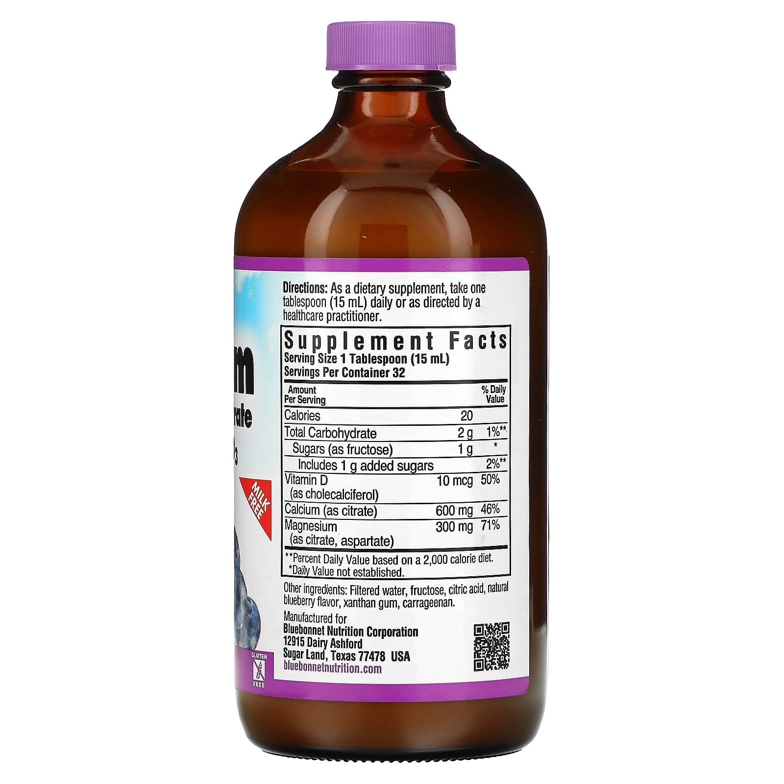 Bluebonnet Nutrition, Liquid Calcium Magnesium Citrate & Vitamin D3, Blueberry , 16 fl oz (473 ml)
