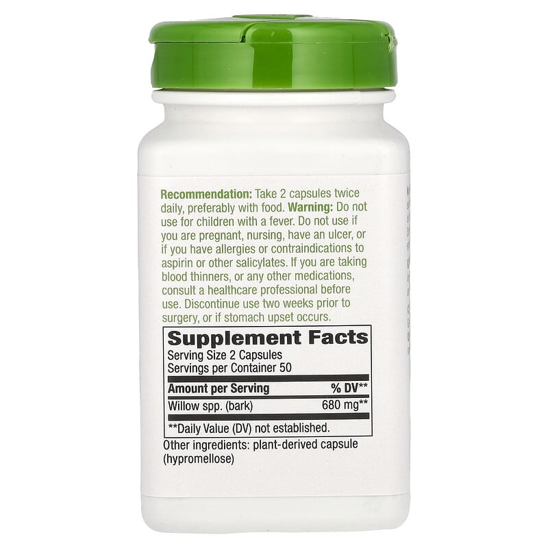 Nature's Way, Willow Bark, 680 mg, 100 Vegan Capsules (340 mg per Capsule)