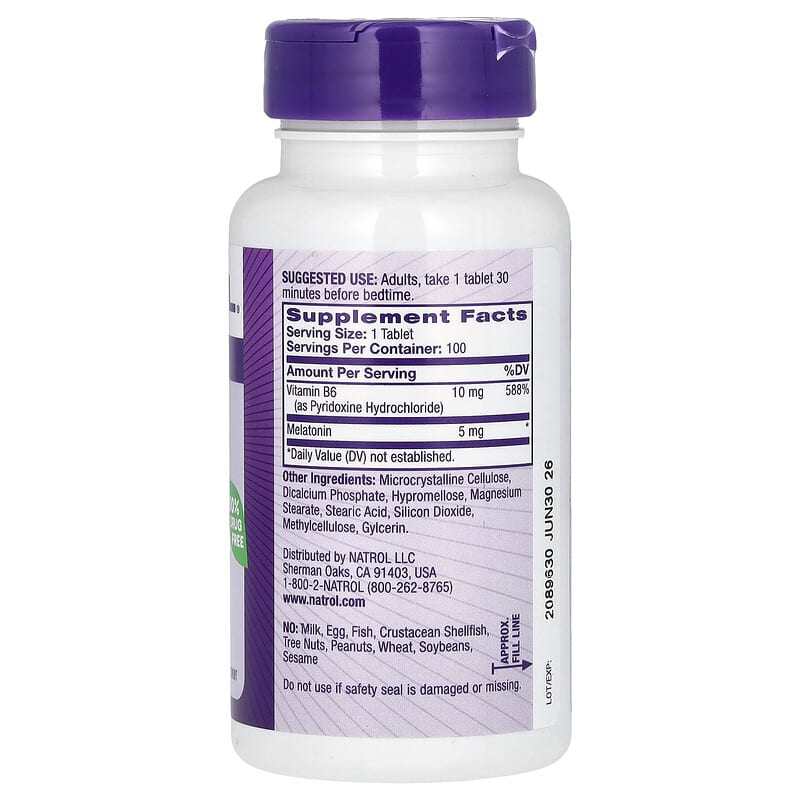Natrol, Melatonin, 5 mg, 100 Tablets time release