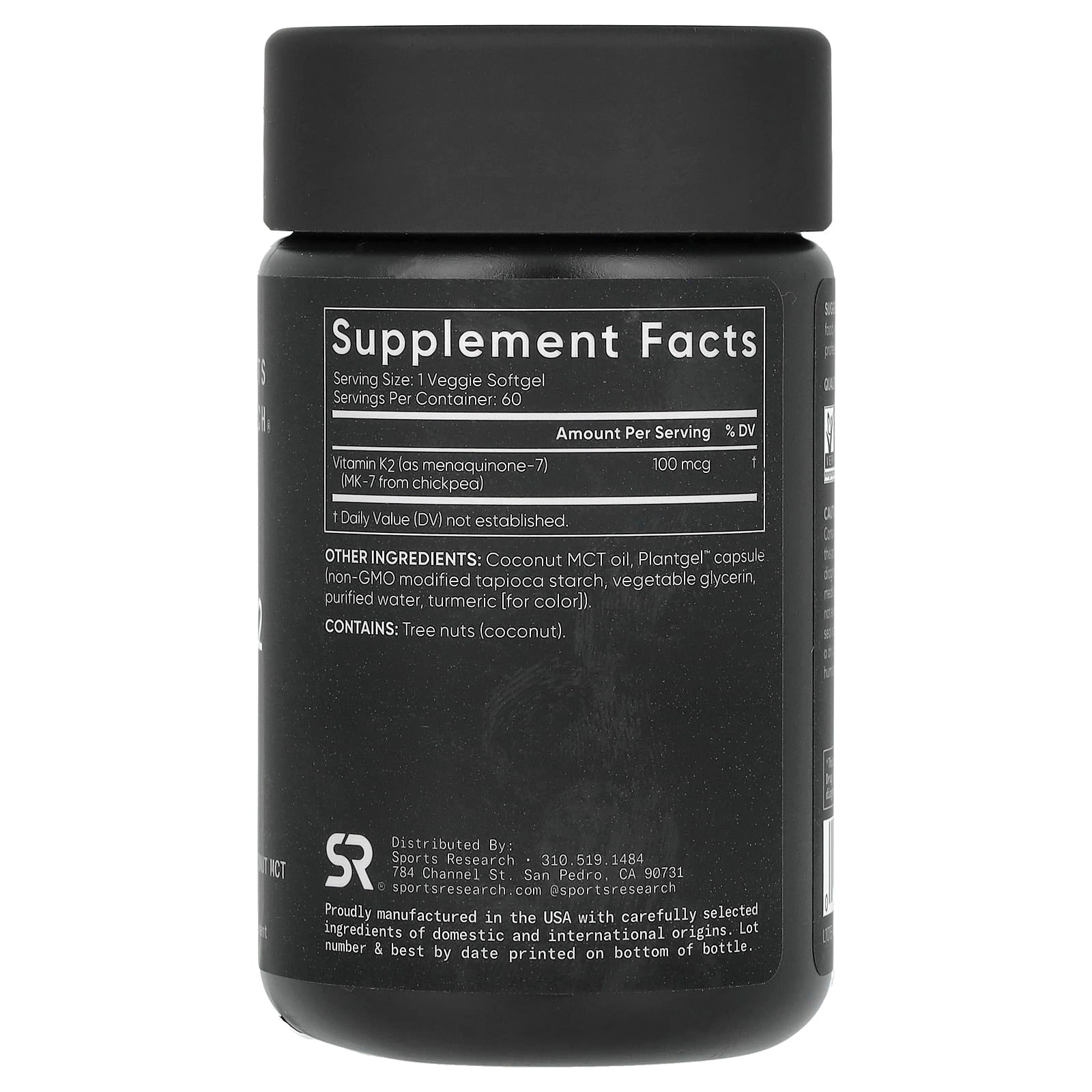 Sports Research, Vitamin K2, Plant-Based, 100 mcg, 60 Veggie Softgels
