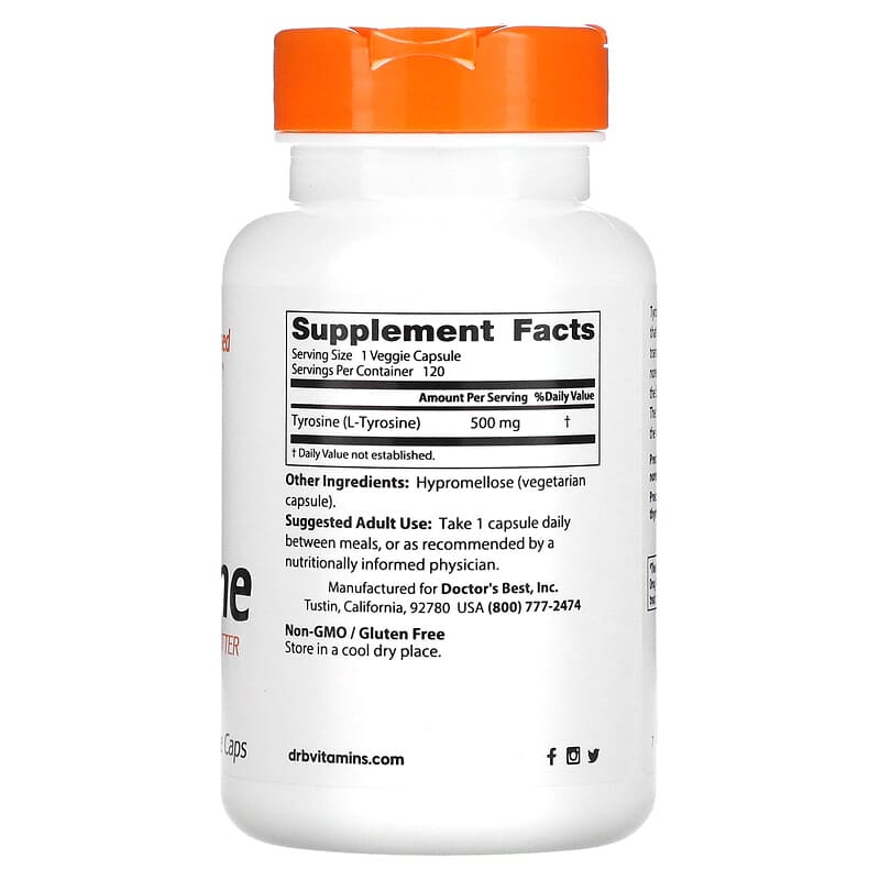 Doctor's Best, L-Tyrosine, 500 mg, 120 Veggie Caps