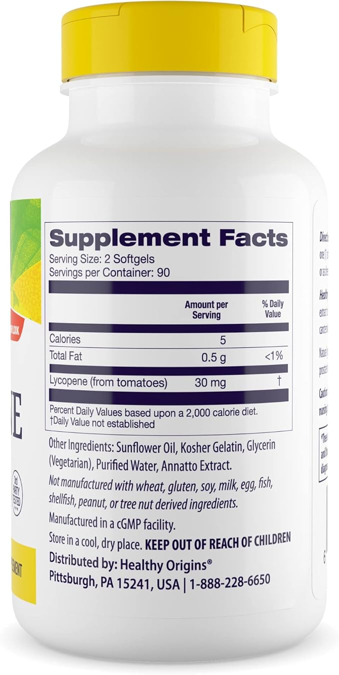 Healthy Origins Natural Lycopene -- 15 mg - 180 Softgels