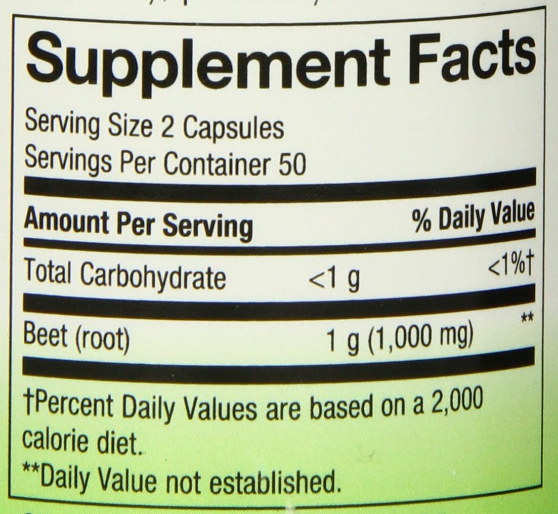Nature's Way Beet Root Powder Capsules 500 mg, 100-Count