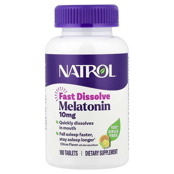 Natrol, Melatonin, Fast Dissolve, Citrus, 10 mg, 100 Tablets