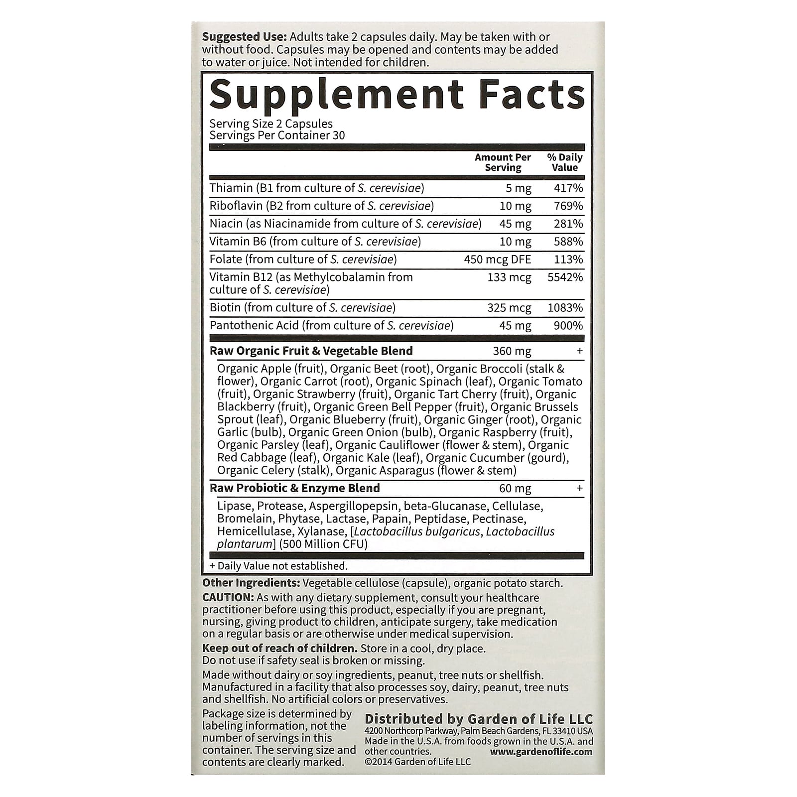 Garden of Life, Vitamin Code, RAW B-Complex, 60 Vegan Capsules