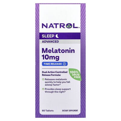 Natrol, Melatonin, Time Release, 10 mg, 60 Tablets
