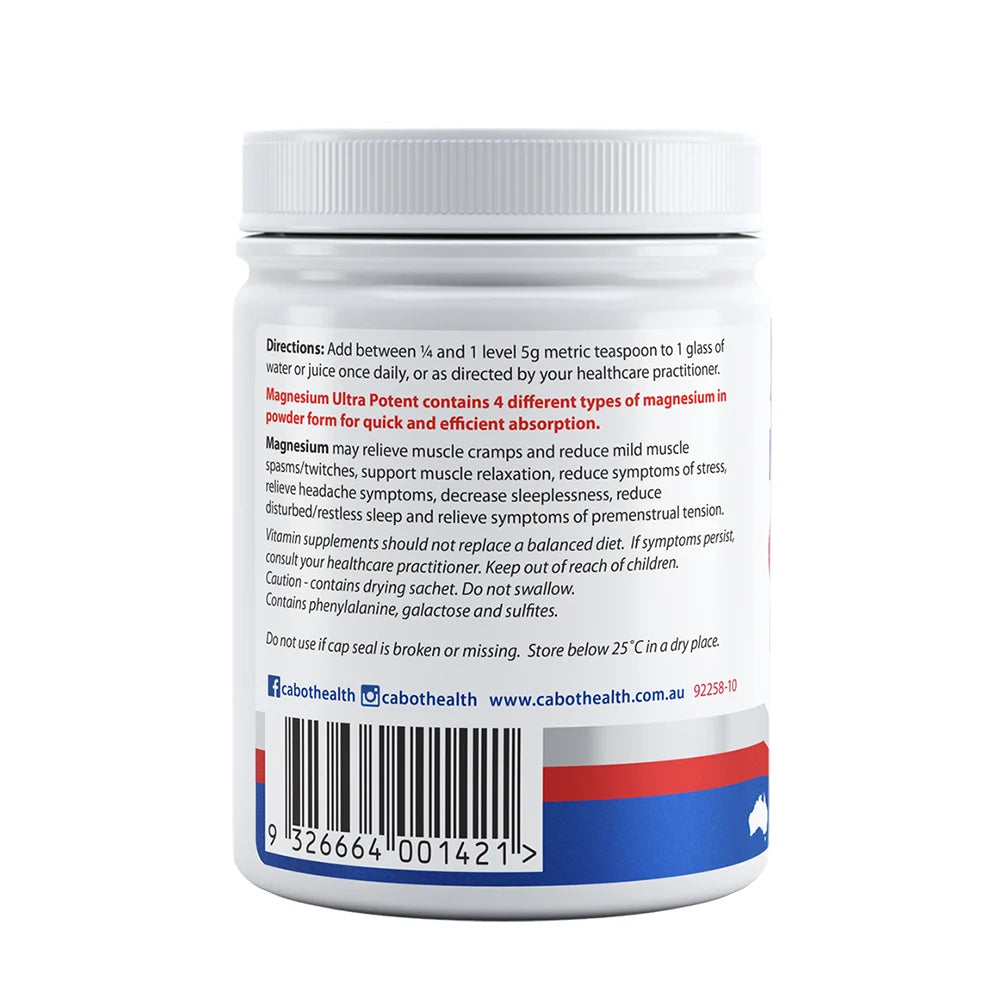 Cabot Health Magnesium Ultra Potent Strawberry Powder 200g