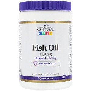 Buy 21st Century Fish Oil 1000mg 300 Softgels Online - Megavitamins Online Supplements Store Australia