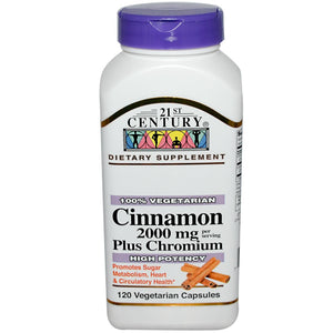 Buy 21st Century Health Care Cinnamon Plus Chromium 120 Veggie Capsules Online - Megavitamins Online Supplements Store Australia