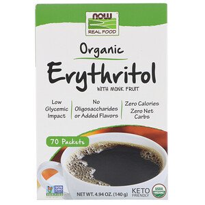 Now Foods Real Food Organic Erythritol with Monk Fruit 70 Packets