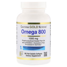 Load image into Gallery viewer, California Gold Nutrition Omega 800 Pharmaceutical Grade Fish Oil 1000mg 90 Fish Gelatin Softgels