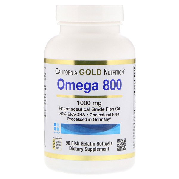 California Gold Nutrition Omega 800 Pharmaceutical Grade Fish Oil 1000mg 90 Fish Gelatin Softgels