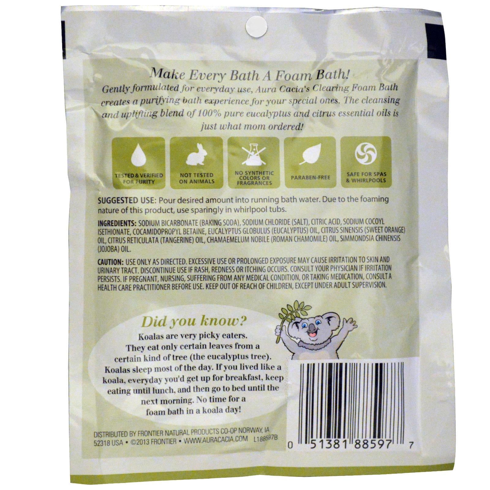 Aura Cacia, Clearing Foam Bath Eucalyptus (70.9g)
