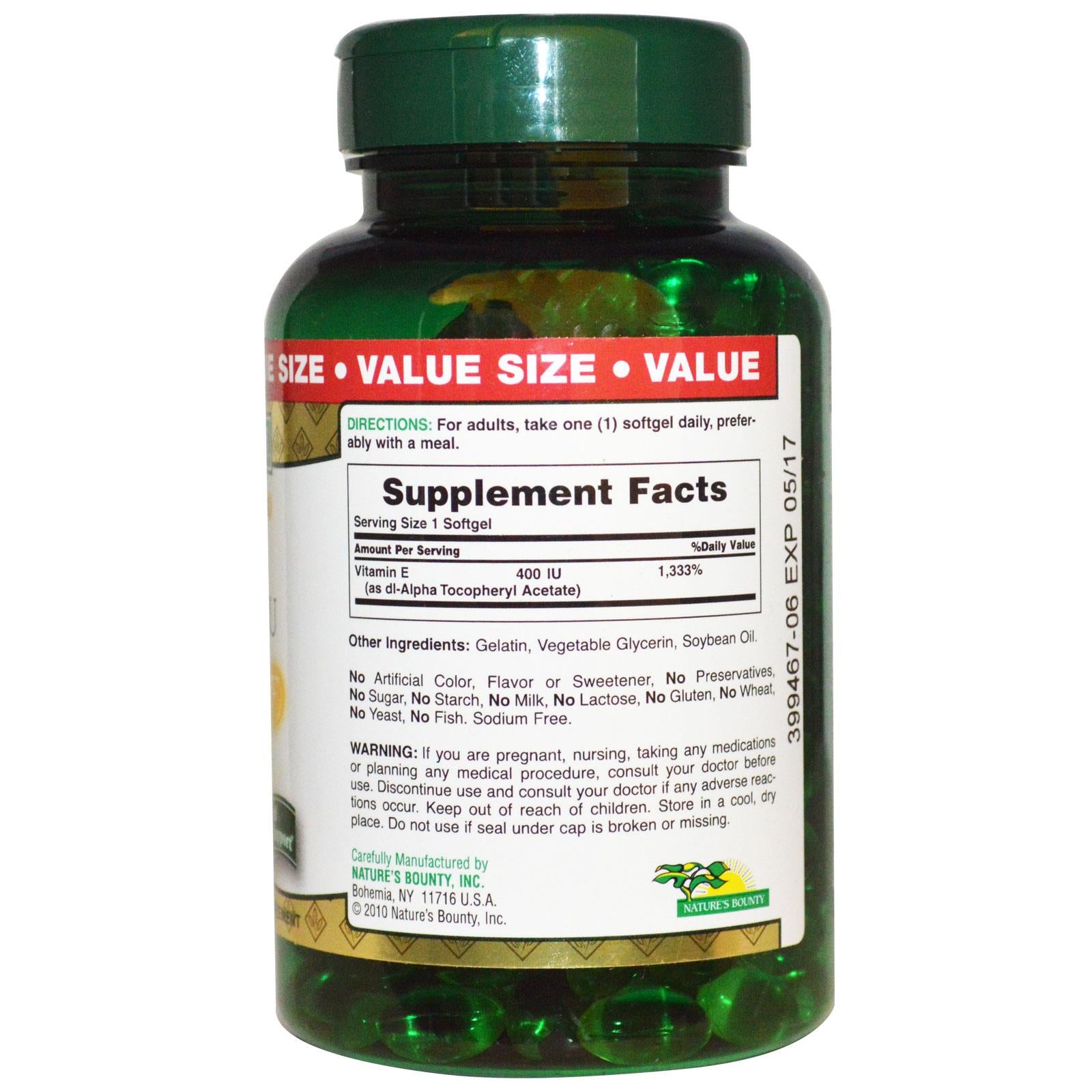 Nature's Bounty, Vitamin E, Pure Dl-Alpha, 450 mg (1,000 IU), 60 Rapid Release Softgels