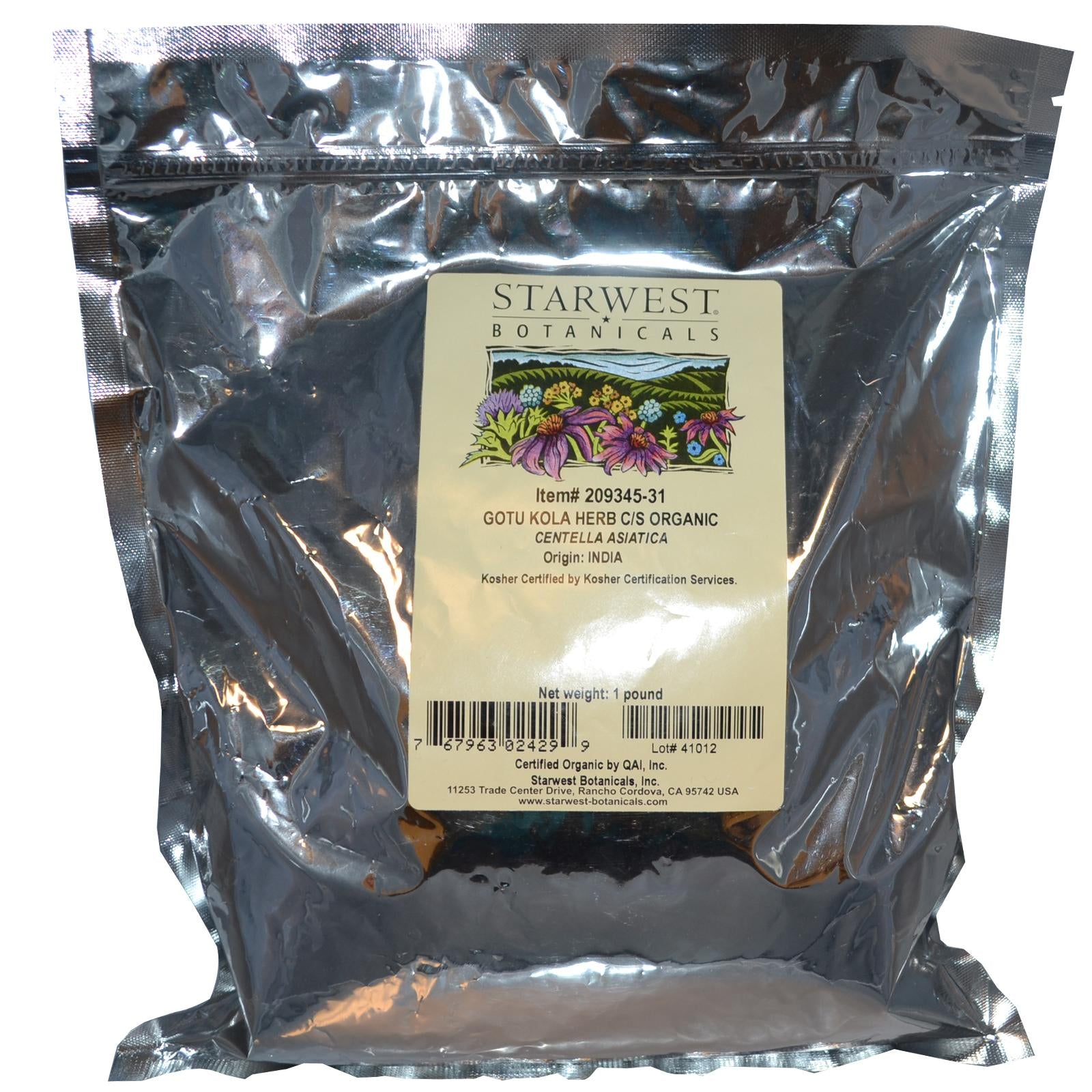 Starwest Botanicals, Gotu Kola Herb C/S Organic (454gm)