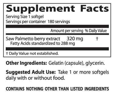 Doctor's Best Saw Palmetto Standardised Extract 320mg 180 Soft Gels