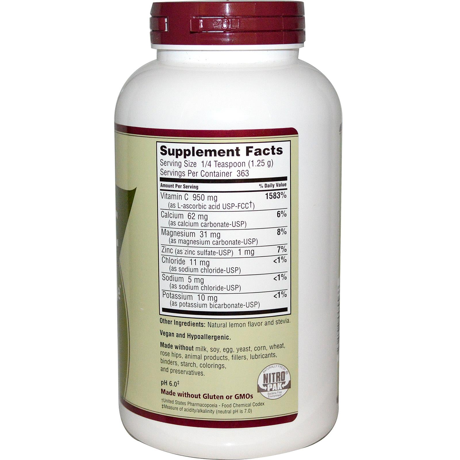 NutriBiotic, Buffered Electro-C, Lemon Flavour, 454 grams