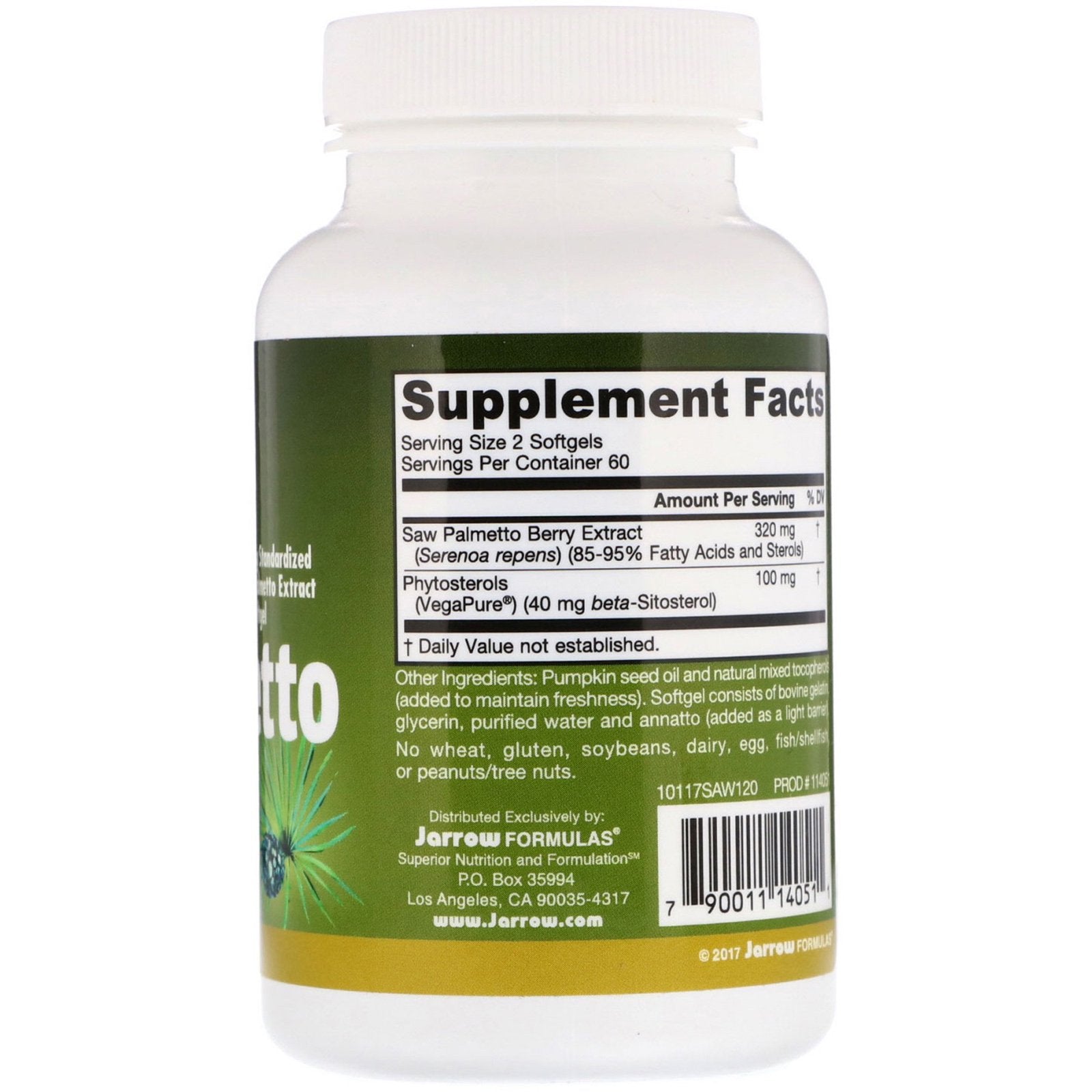 Jarrow Formulas Saw Palmetto 160mg 120 Softgels