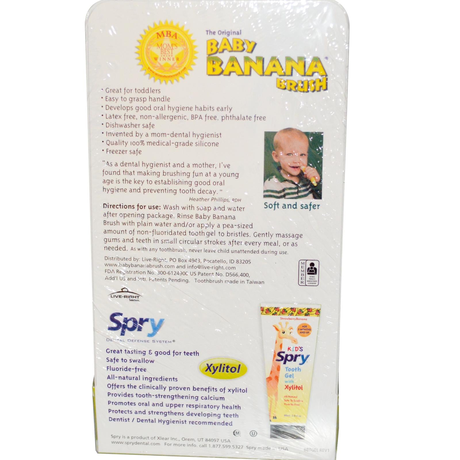 Xlear the original Baby Banana Brush, Training toothbrush & gel 2pc kit