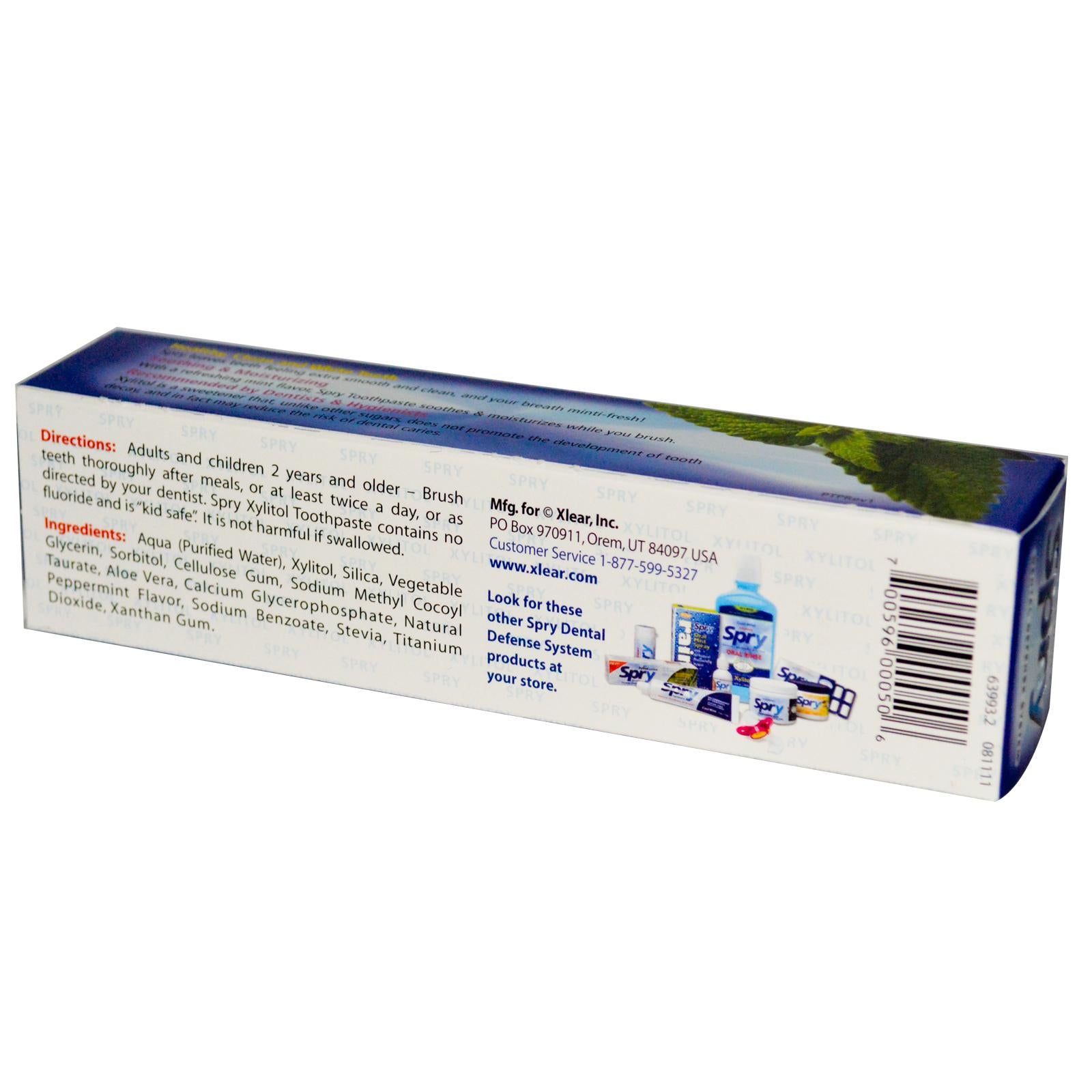 Xlear Inc Spry, Xylitol Peppermint Toothpaste (113gm)