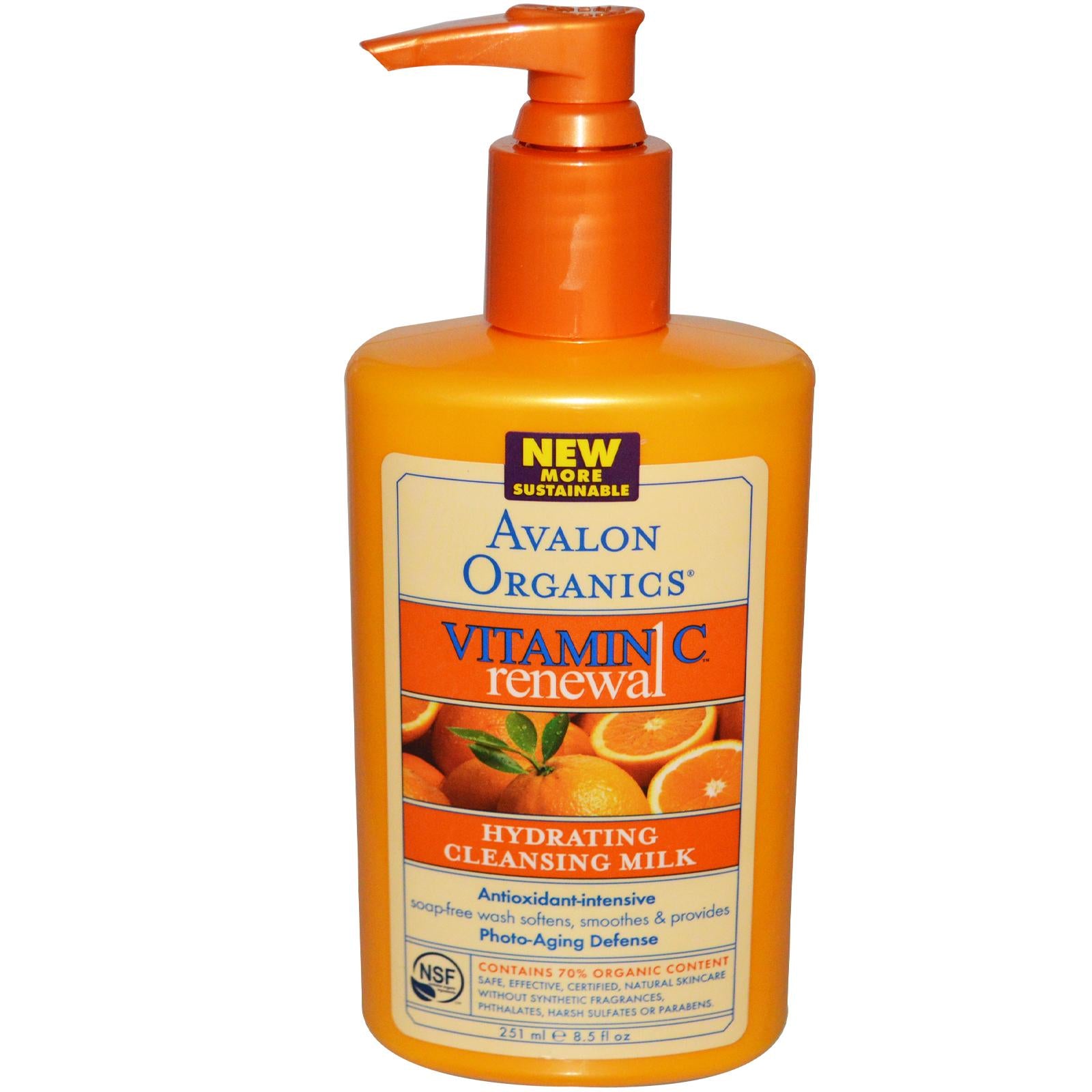 Avalon Organics, Vitamin C Renewal, Hydrating Cleansing Milk, 8.5 oz, 251ml