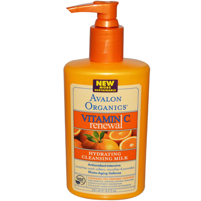Avalon Organics, Vitamin C Renewal, Hydrating Cleansing Milk, 8.5 oz, 251ml
