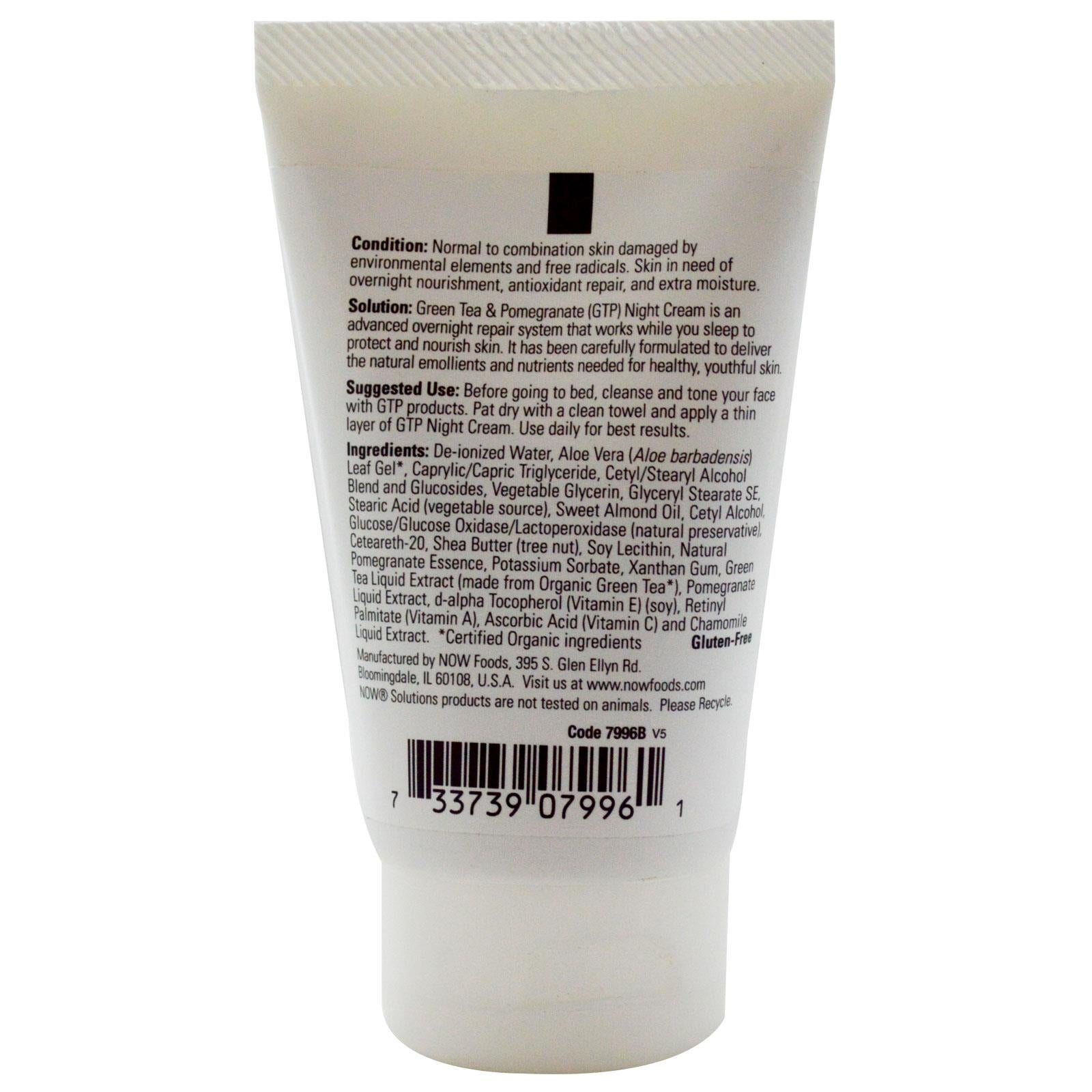 Now Foods, Solutions, Green Tea & Pomegranate, Night Cream, 2 fl oz, 59 ml