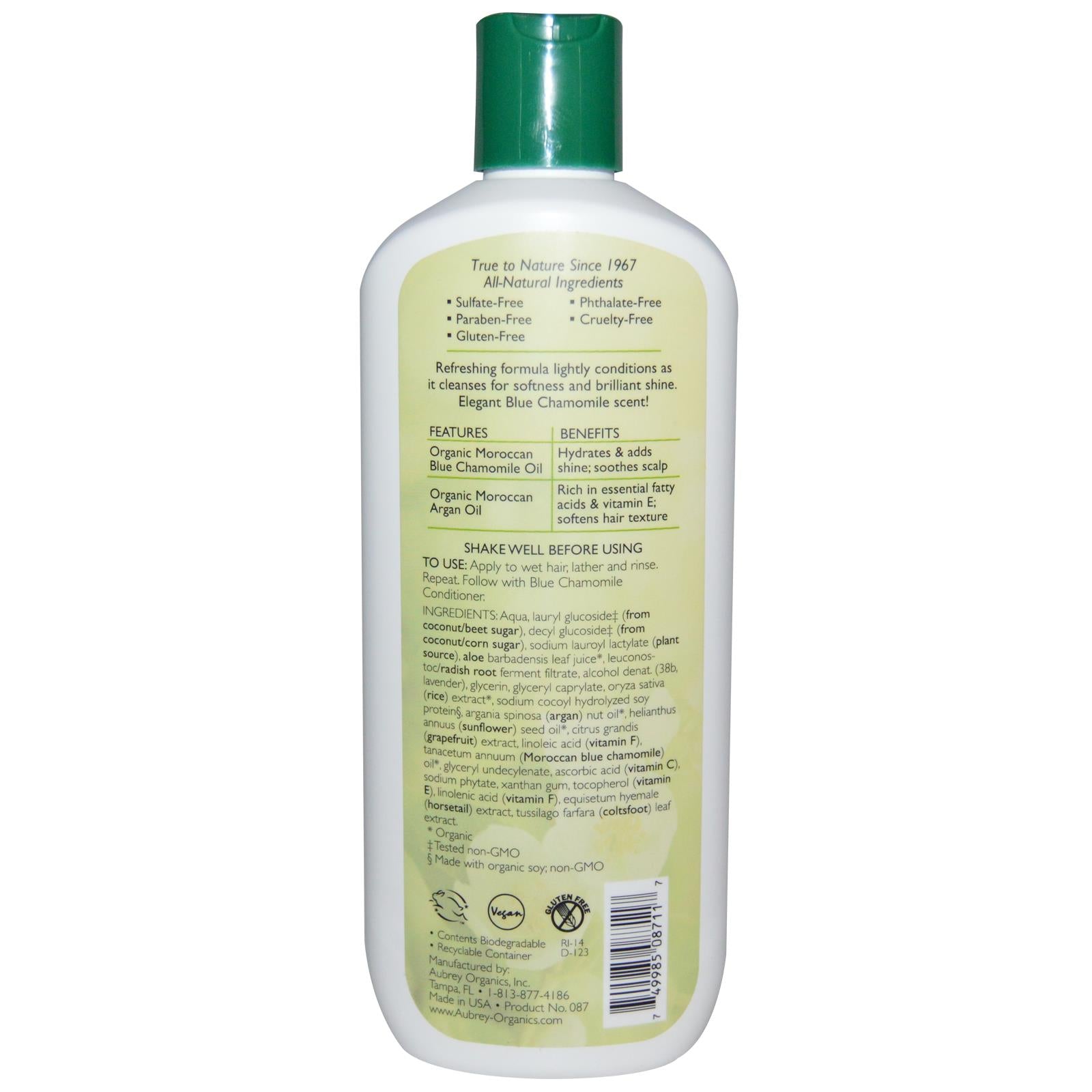 Aubrey Organics, Blue Camomile Shampoo, Shine Enhancer, Normal, 11 fl oz, 325ml