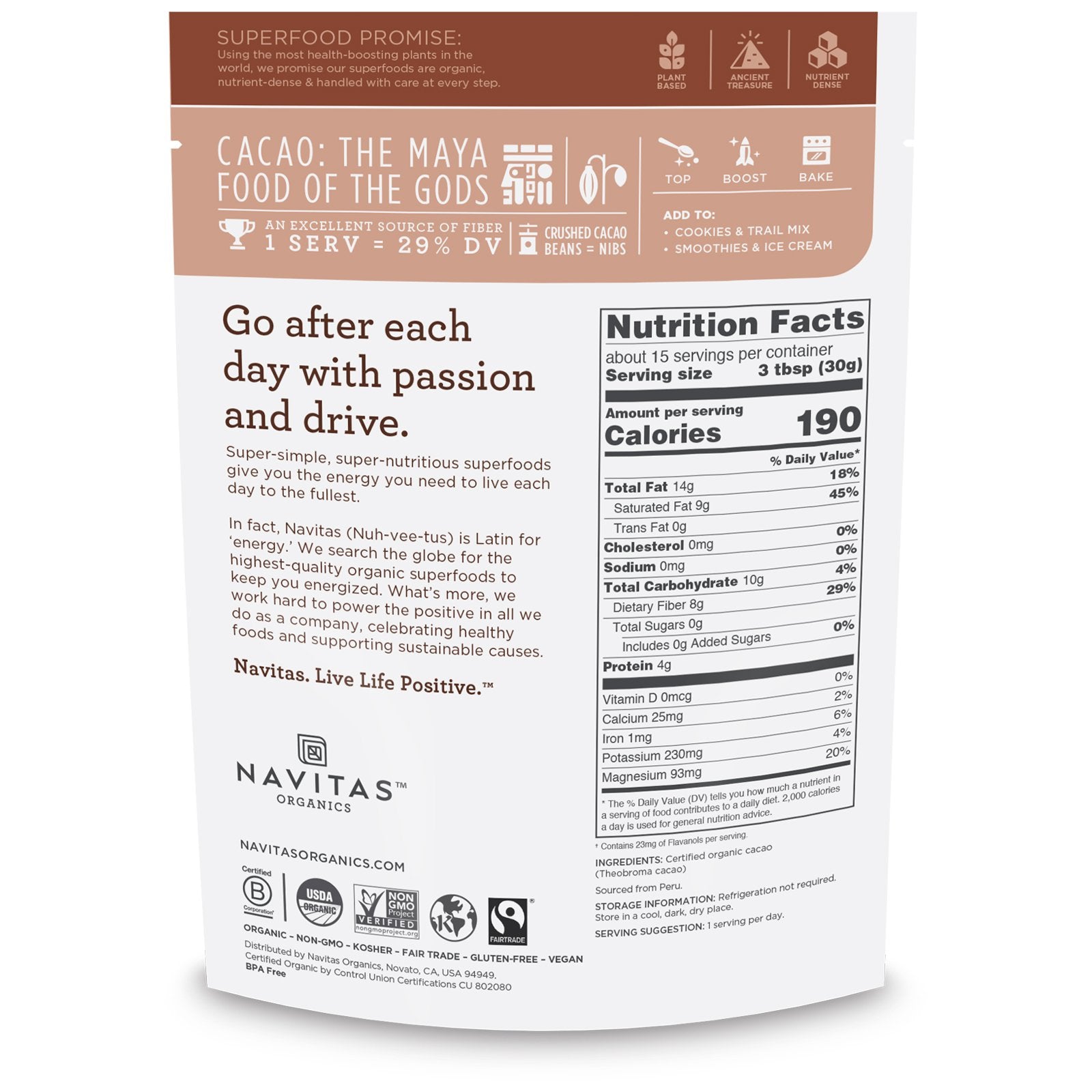 Navitas Organics Organic Cacao Nibs 16 oz (454g)