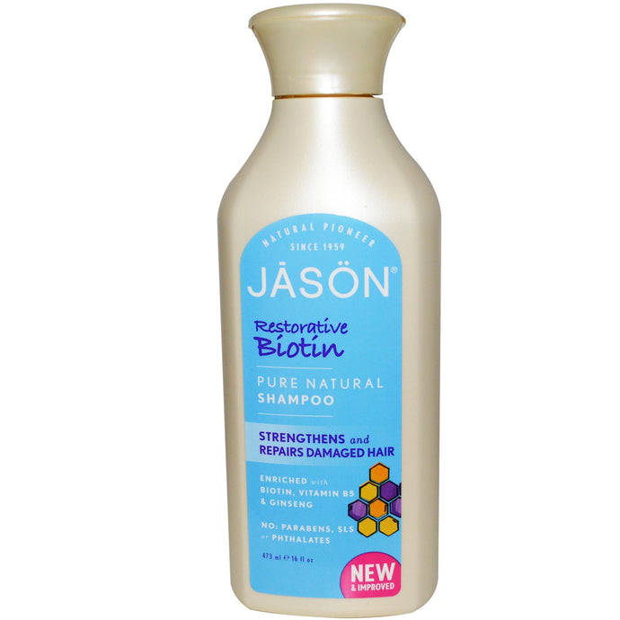 Jason Natural, Pure Natural Shampoo, Restorative Biotin, 16 fl oz, 473ml