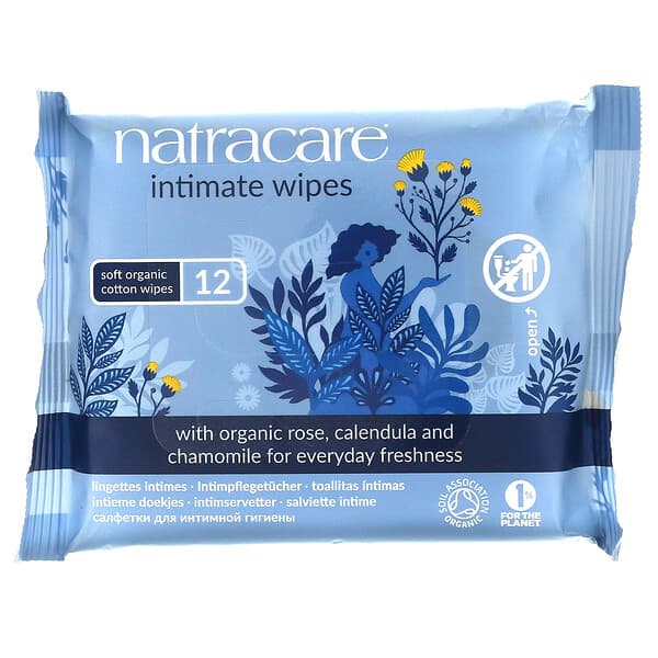 Natracare, Intimate Wipes, Certified Organic Cotton, 12 Wipes