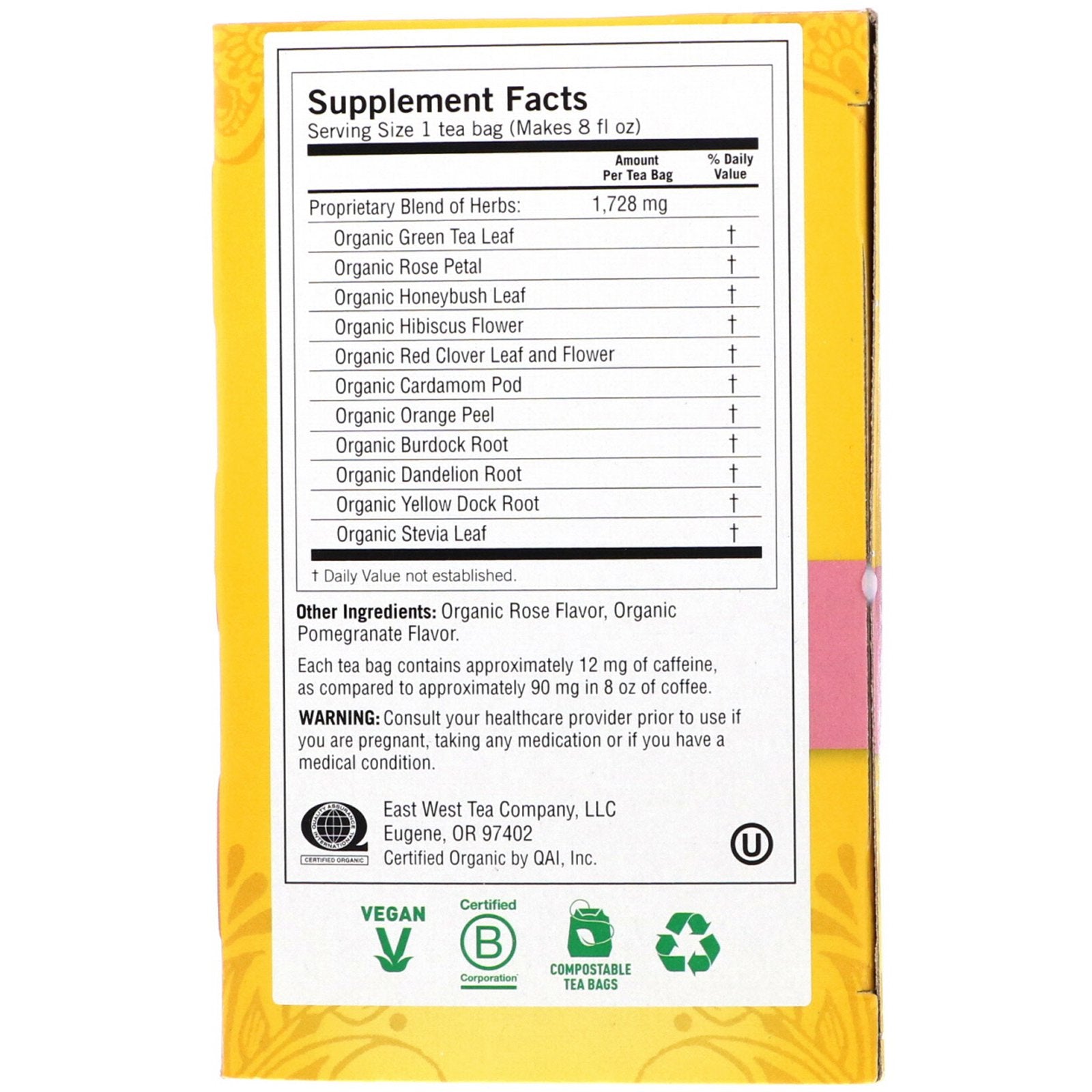 Yogi Tea Skin DeTox Soothing Rose Hibiscus 16 Tea Bags 1.12 oz (32g)