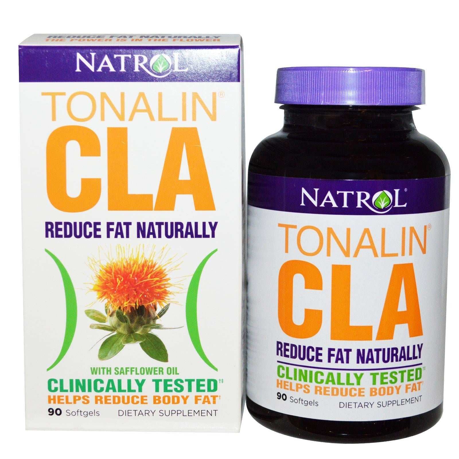 Natrol Tonalin CLA softgels with safflower oil dietary supplement for natural fat reduction, 90 count