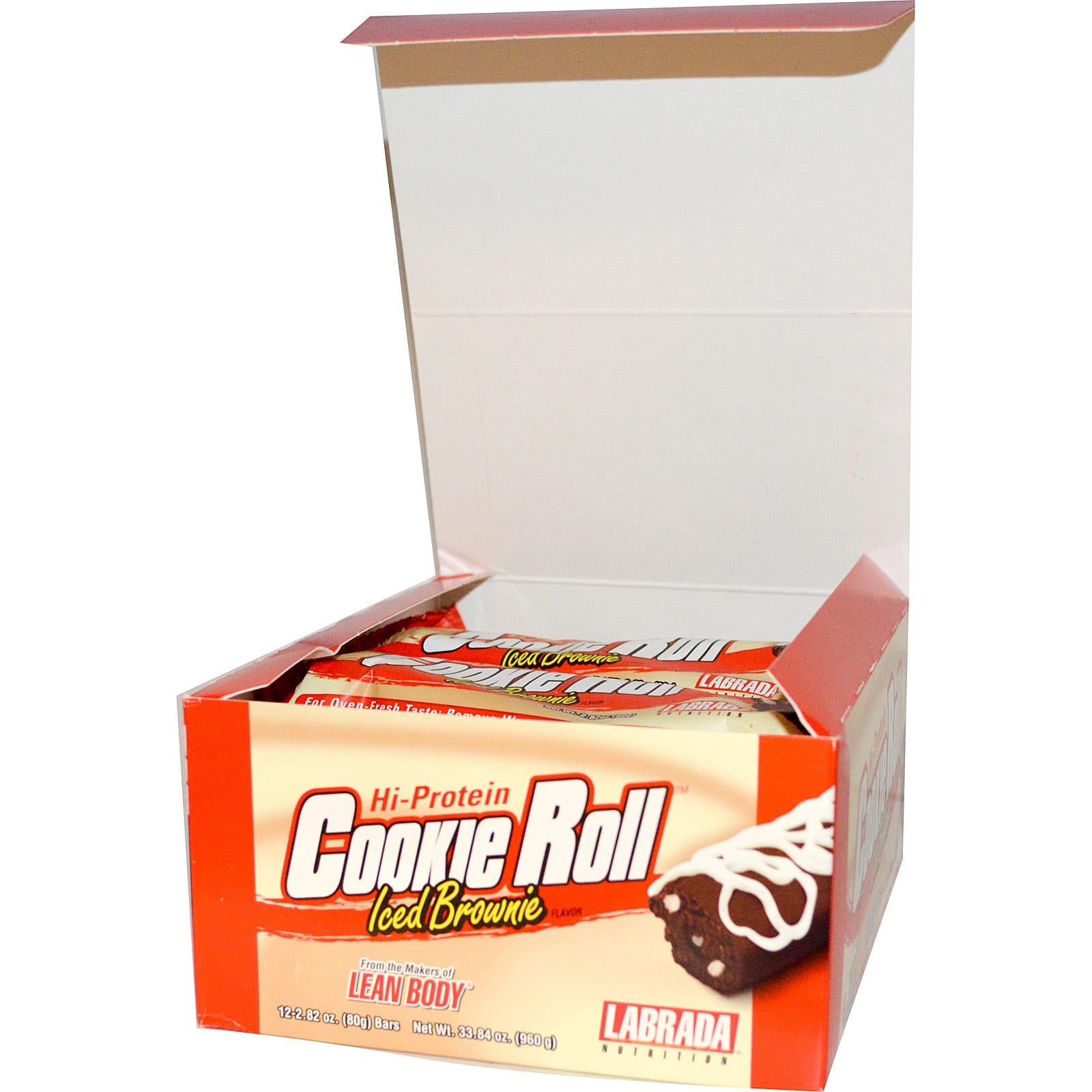 Labrada Nutrition Lean Body Hi Protein Cookie Roll Iced Brownie 12 Bars 80g Each