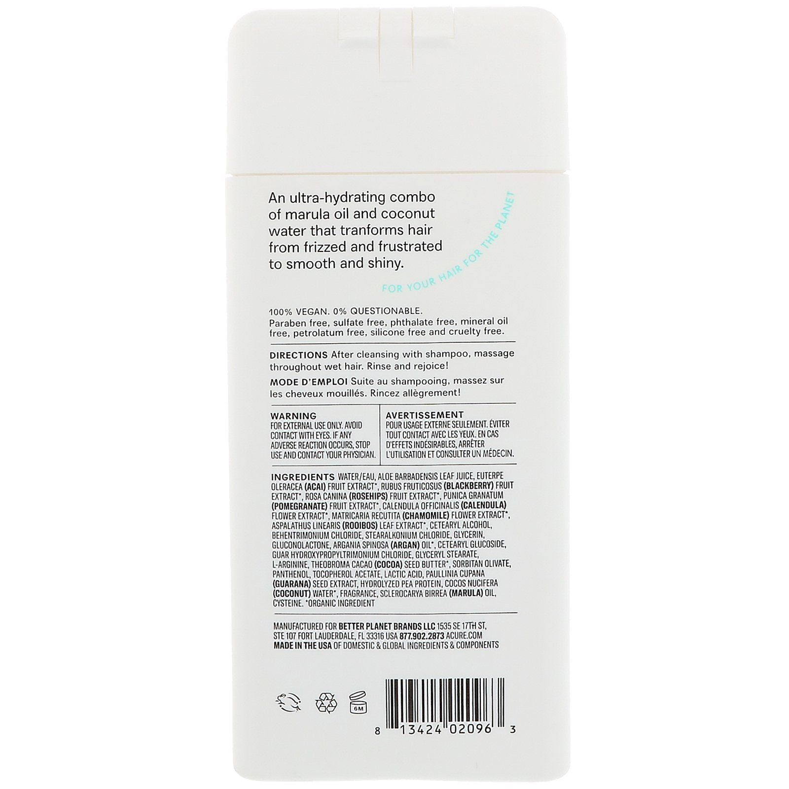 Acure Simply Smoothing Conditioner Coconut & Marula 12 fl oz (354ml)