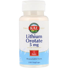 Load image into Gallery viewer, KAL Lithium Orotate 5mg 60 VegCaps
