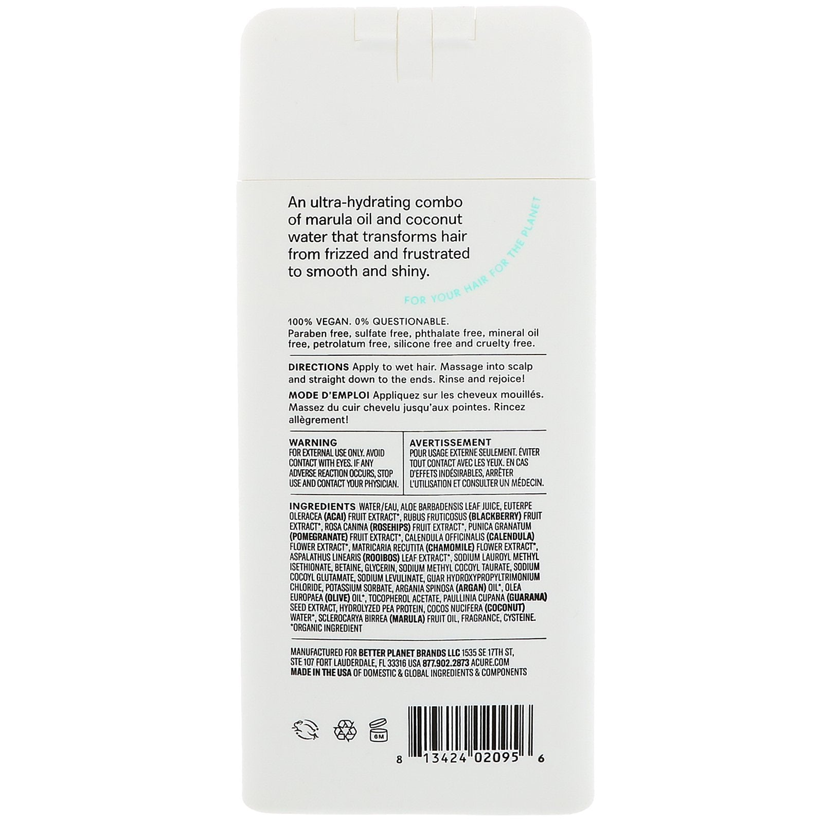 Acure Simply Smoothing Shampoo Coconut & Marula 12 fl oz (354ml)