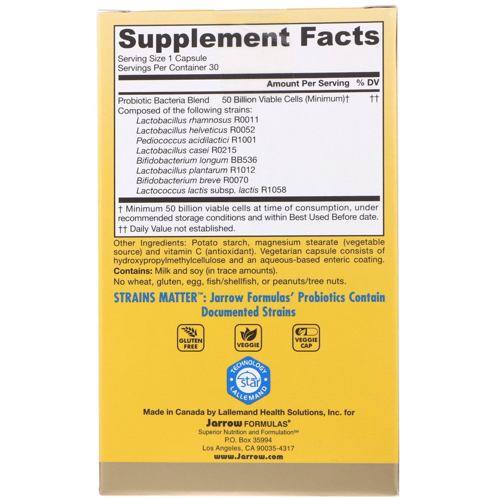 Jarrow Formulas Jarro-Dophilus EPS Ultra Potent 50 Billion 30 Veggie Caps